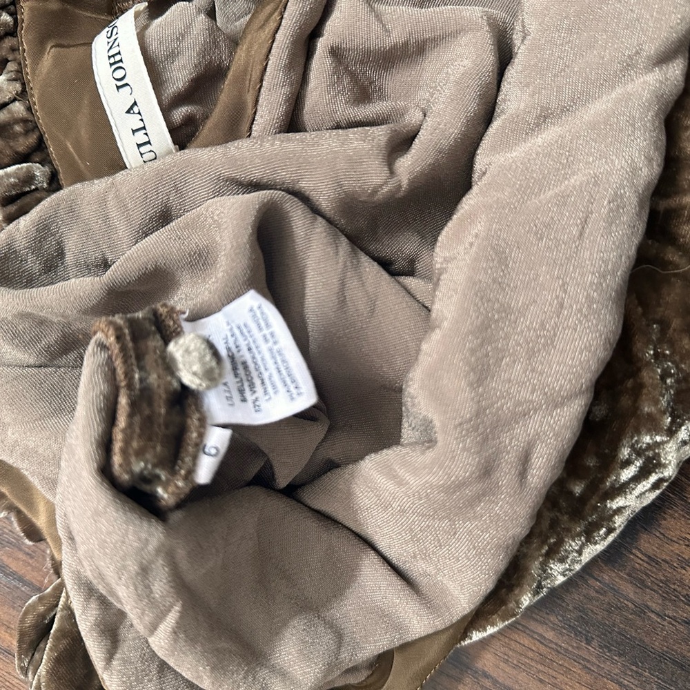 Ulla Johnson Crushed Velvet Ruffle-Trim Sleeveless Top — Brown - Picture 4 of 5